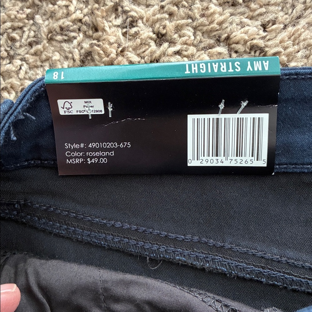 Bandolino Cotton Jeans Pants Amy Straight Leg Plus SZ 18 Blue New with Tags! - Picture 4 of 8